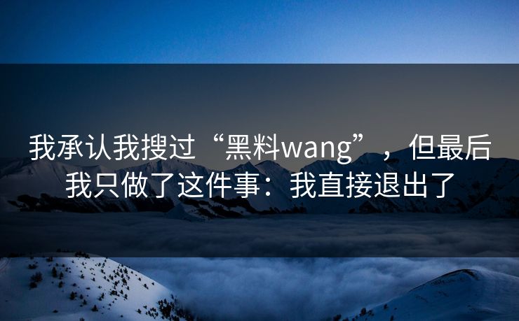 我承认我搜过“黑料wang”，但最后我只做了这件事：我直接退出了